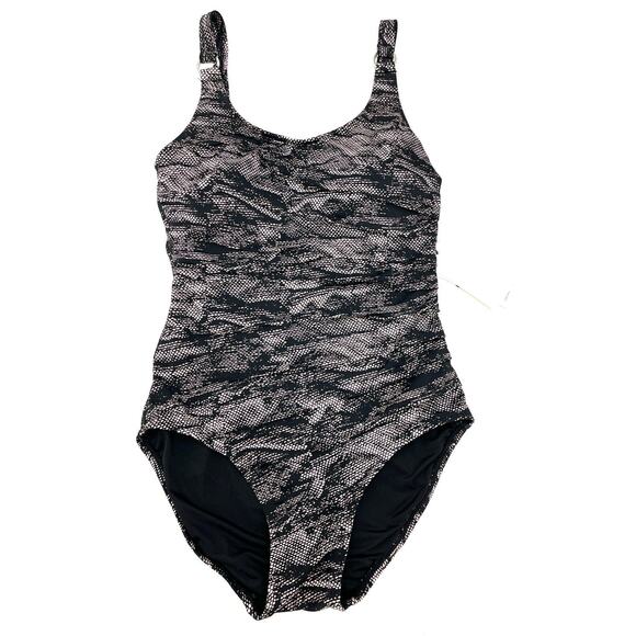 Calvin Klein One Piece Brown & Black Animal Print Swimsuit 8 NWT - Picture 2 of 5